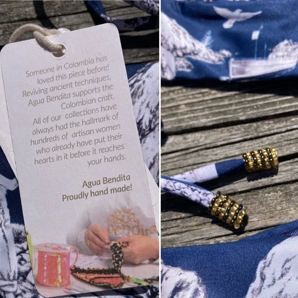 NWT Beaded Nautical Set - AGUA BENDITA Mia Proa Bikini Top & Eda Bottoms -M - Picture 11 of 16